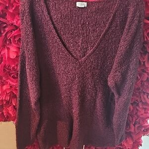 Garage Women's Burgundy V-Neck Sweater Size Large